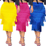 Summer women's dress fringed fashion flowy skirt midi skirt