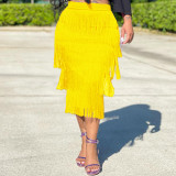 Summer women's dress fringed fashion flowy skirt midi skirt