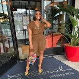 Sexy Solid Deep V Neck Sleeveless Loose Sweater Slim Shorts Two Piece Set