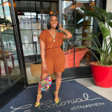 Sexy Solid Deep V Neck Sleeveless Loose Sweater Slim Shorts Two Piece Set