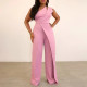 Women Clothing Elegant Slash Shoulder Sleeveless Irregular Jumpsuit