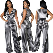 Sexy Fashion Digital Print V-Neck Women's Jumpsuit