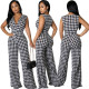 Sexy Fashion Digital Print V-Neck Women's Jumpsuit