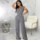 Sexy Fashion Digital Print V-Neck Women's Jumpsuit