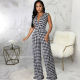 Sexy Fashion Digital Print V-Neck Women's Jumpsuit