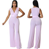 Sexy Fashion Digital Print V-Neck Women's Jumpsuit
