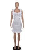 Women Summer Straps Ruffles Bodycon Dress