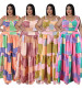 Plus Size Women Clothes Summer Plaid Crop Strap Top Loose Swing Skirt Two Piece Set