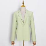 Sensual Spring Sexy Big Low Back Chain Design Slim Waist Slim Fit Blazer Jacket