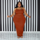 Summer Women's Solid Color Sling Fashion Sexy Plus Size Dress
