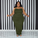 Summer Women's Solid Color Sling Fashion Sexy Plus Size Dress