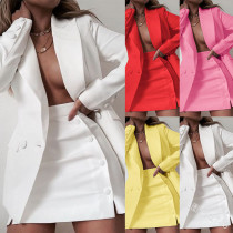 Solid Color Suit Blazer Coat Skirt Two Piece Solid Color Suit Blazer Coat Skirt Two Piece