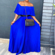 Women Summer Sexy Off Shoulder Pleated Maxi Dress Women Summer Sexy Off Shoulder Pleated Maxi Dress