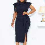 Women Summer Elegant Sleeveless Ruffles Dress