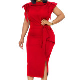 Women Summer Elegant Sleeveless Ruffles Dress