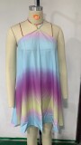 Summer Print Halter Neck Short Beach Dress