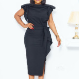 Women Summer Elegant Sleeveless Ruffles Dress