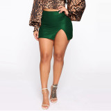 Women's High Waist Bodycon Short Skirts Nightclub pu Leather Zipper Sexy Black Leather Skirts