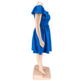 Plus Size Summer Women's Off Shoulder Short Sleeve Casual Swing Dress