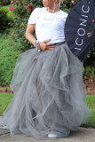 High Waist Elastic Casual Mesh Puffed Women's Skirt tutu Lady Tulle Skirt