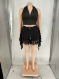 Plus Size Women's Sexy Fringe Denim Shorts
