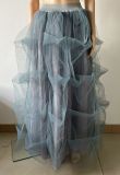 High Waist Elastic Casual Mesh Puffed Women's Skirt tutu Lady Tulle Skirt
