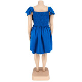 Plus Size Summer Women's Off Shoulder Short Sleeve Casual Swing Dress