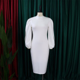 Plus Size Women Solid Color cut out sleeve bodycon Dress