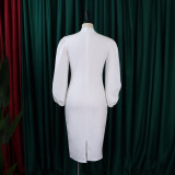 Plus Size Women Solid Color cut out sleeve bodycon Dress