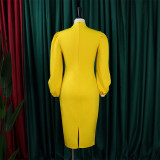 Plus Size Women Solid Color cut out sleeve bodycon Dress