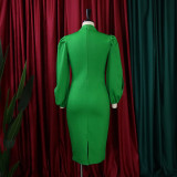 Plus Size Women Solid Color cut out sleeve bodycon Dress
