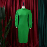 Plus Size Women Solid Color cut out sleeve bodycon Dress