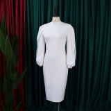 Plus Size Women Solid Color cut out sleeve bodycon Dress