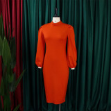 Plus Size Women Solid Color cut out sleeve bodycon Dress