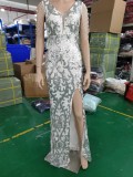 Women Sequined Sequin Long Evening Dress