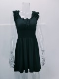 Women Summer Contrast Floral Print Round Neck Dress