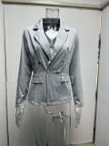 Women Long Sleeve Buttons Blazer