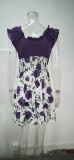 Women Summer Contrast Floral Print Round Neck Dress