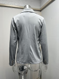 Women Long Sleeve Buttons Blazer