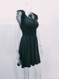 Women Summer Contrast Floral Print Round Neck Dress