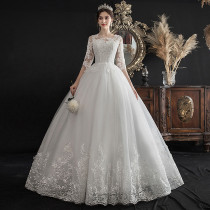 Womens Off Shoulder Dream Fit Half-Sleeve Lace Bridal Wedding Dress（Processing time need 3-6 days）