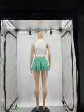 Women's Summer Solid Color Sexy Mini Pleated Skirt