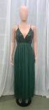 Women Clothes Summer Solid Sexy Strap Sequins Backless Slit Evening Dress