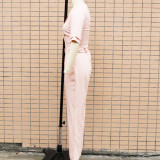 Spring/Summer Fit Turndown Collar Short Sleeve Professional Ol Jumpsuit