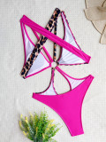 One Piece Swimsuit Patchwork Bikini Women's Cross Swimsuit Color Block Bikini