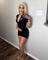 Women Summer Print Short Sleeve Romper