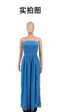 Women Summer Casual Off Shoulder Chiffon High Waist Wide Leg Jumpsuit