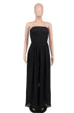Women Summer Casual Off Shoulder Chiffon High Waist Wide Leg Jumpsuit