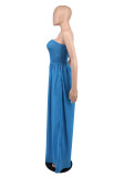Women Summer Casual Off Shoulder Chiffon High Waist Wide Leg Jumpsuit