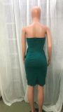 Summer Sexy Chic Women's Strapless Irregular Skirt Slit Nightclub Party Dress
